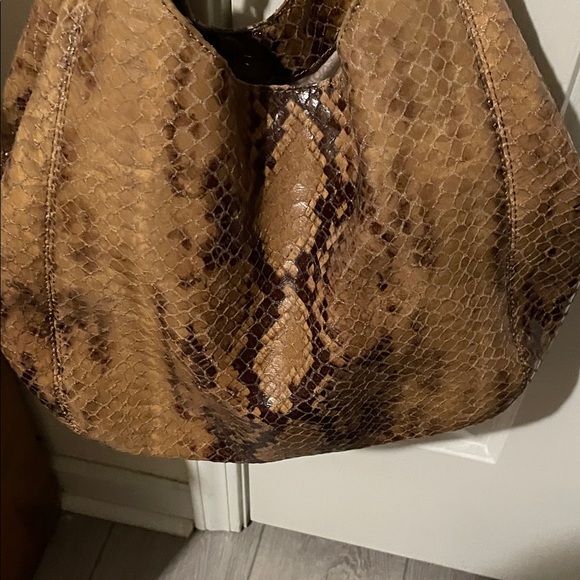 Michael Kors Tan and Brown Snake Print Hobo Bag - Picture 11 of 14